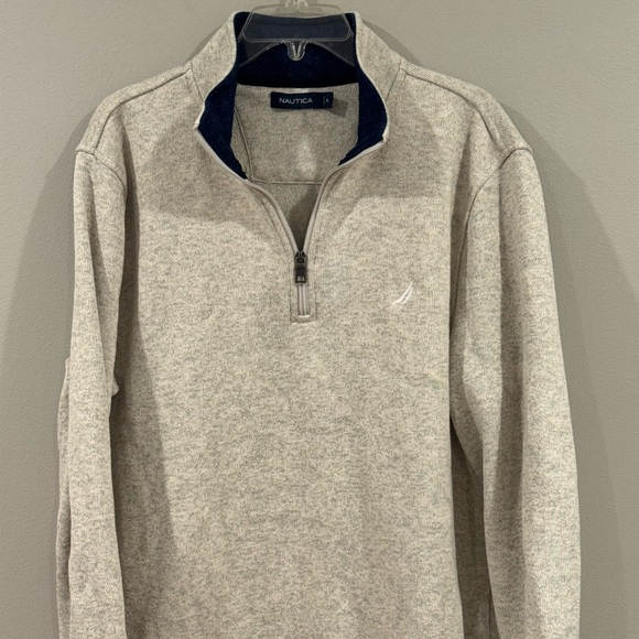 Nautica Men’s 1/4 Zip Pullover Sweatshirt X-Large Gray Heather Quarter Zip Logo - Picture 1 of 7